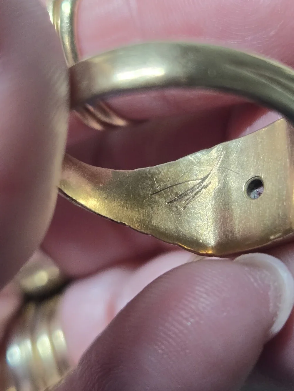 Vintage Gold Men's Ring with Clear Center Stone